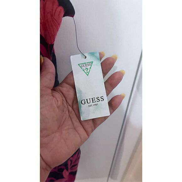 GUESS FLORAL NIRVANA PRINT FUCHSIA NOURA DRESS SZ M P1-19 NEW - Picture 6 of 15